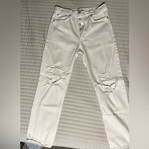 Agolde 90's Mid Rise Loose White Button Fly Jeans Womens Size 27